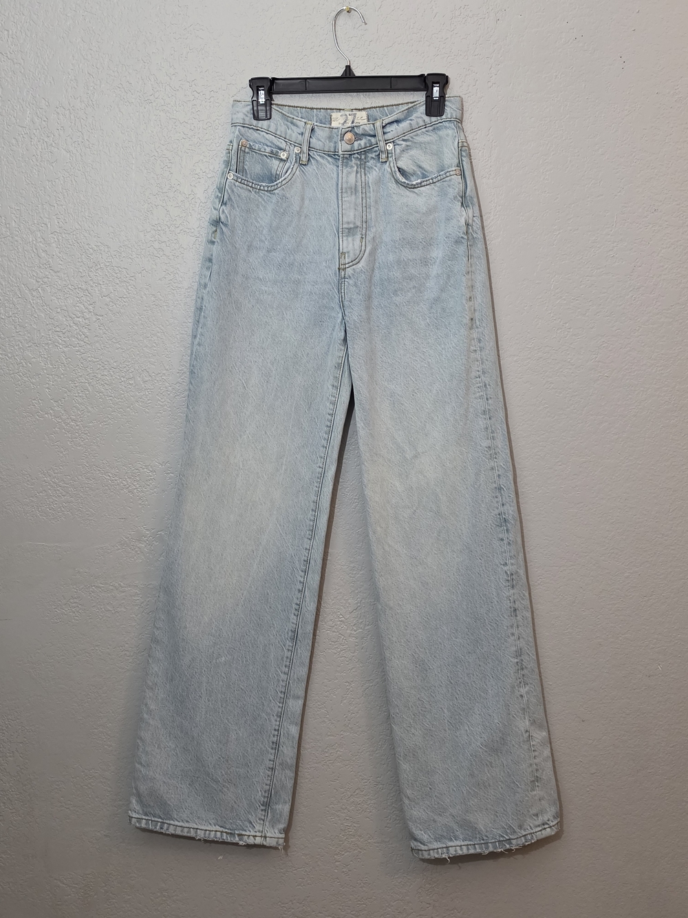 We The Free High Rise Wide Leg Jeans Light Wash Denim Womens 27